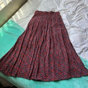 Zara High Waisted Double Slit Floral Midi Skirt